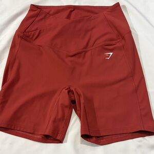 Gymshark Crossover Bike Shorts in pomegranate red